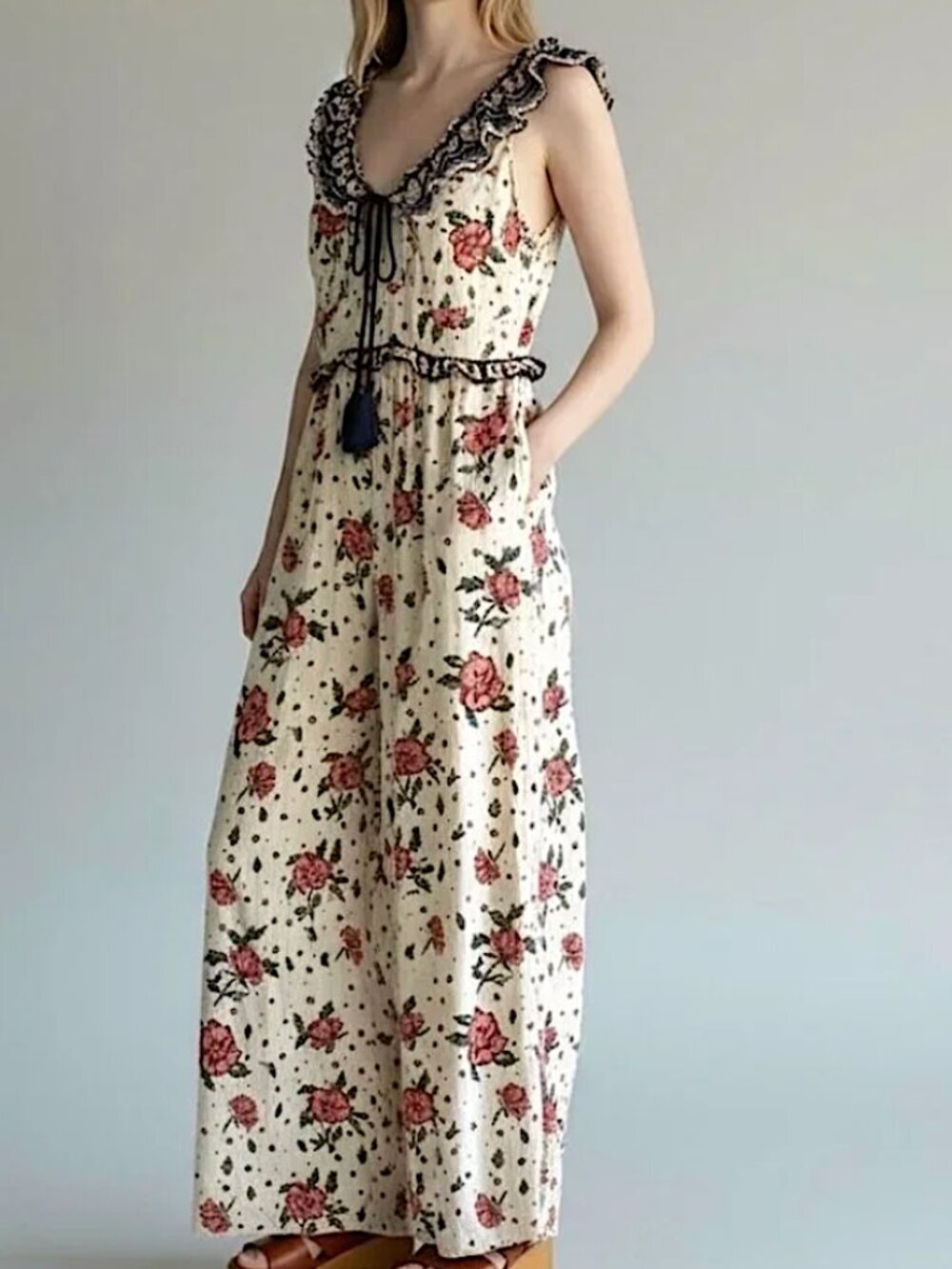 CLEOBELLA Floral Wide Leg Jumpsuit Size M